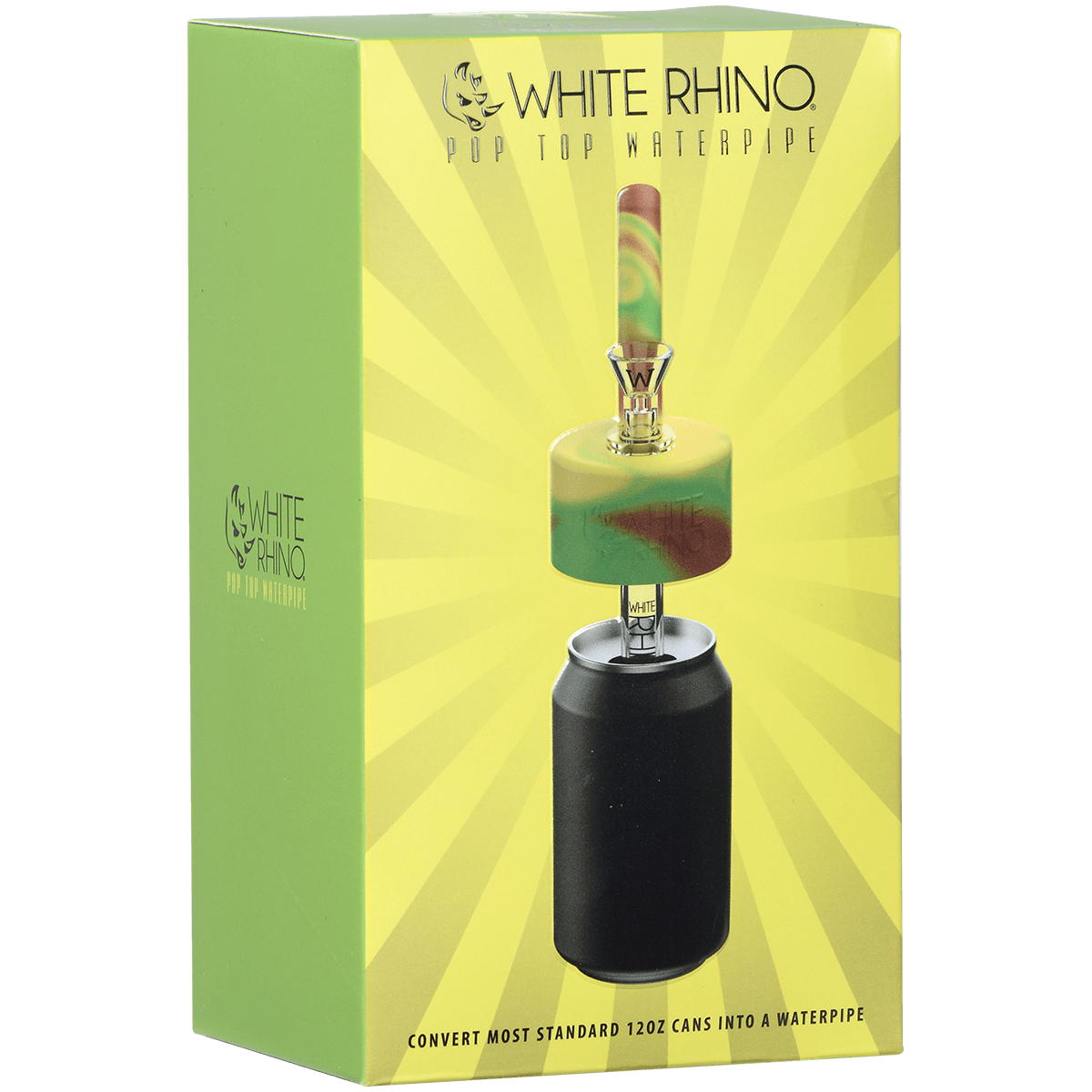 Pipe Silicone White Rhino Pop Top Rasta 4Ct Display