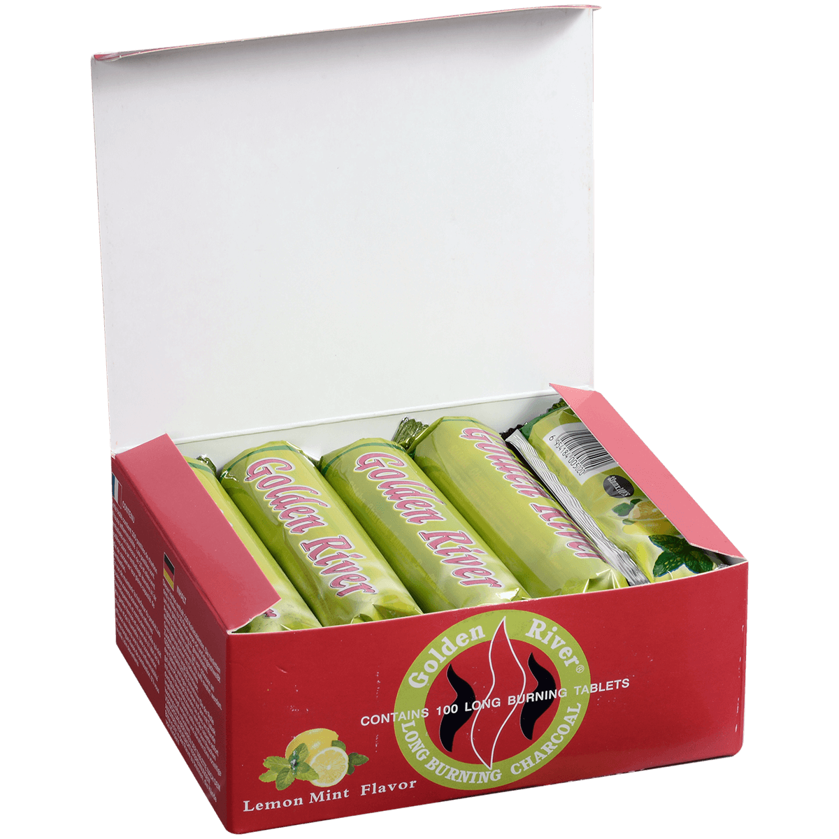 Hookah Charcoal Golden River Lemon Mint Scented 33 Mm 10 10Ct Foil Wrap Rolls