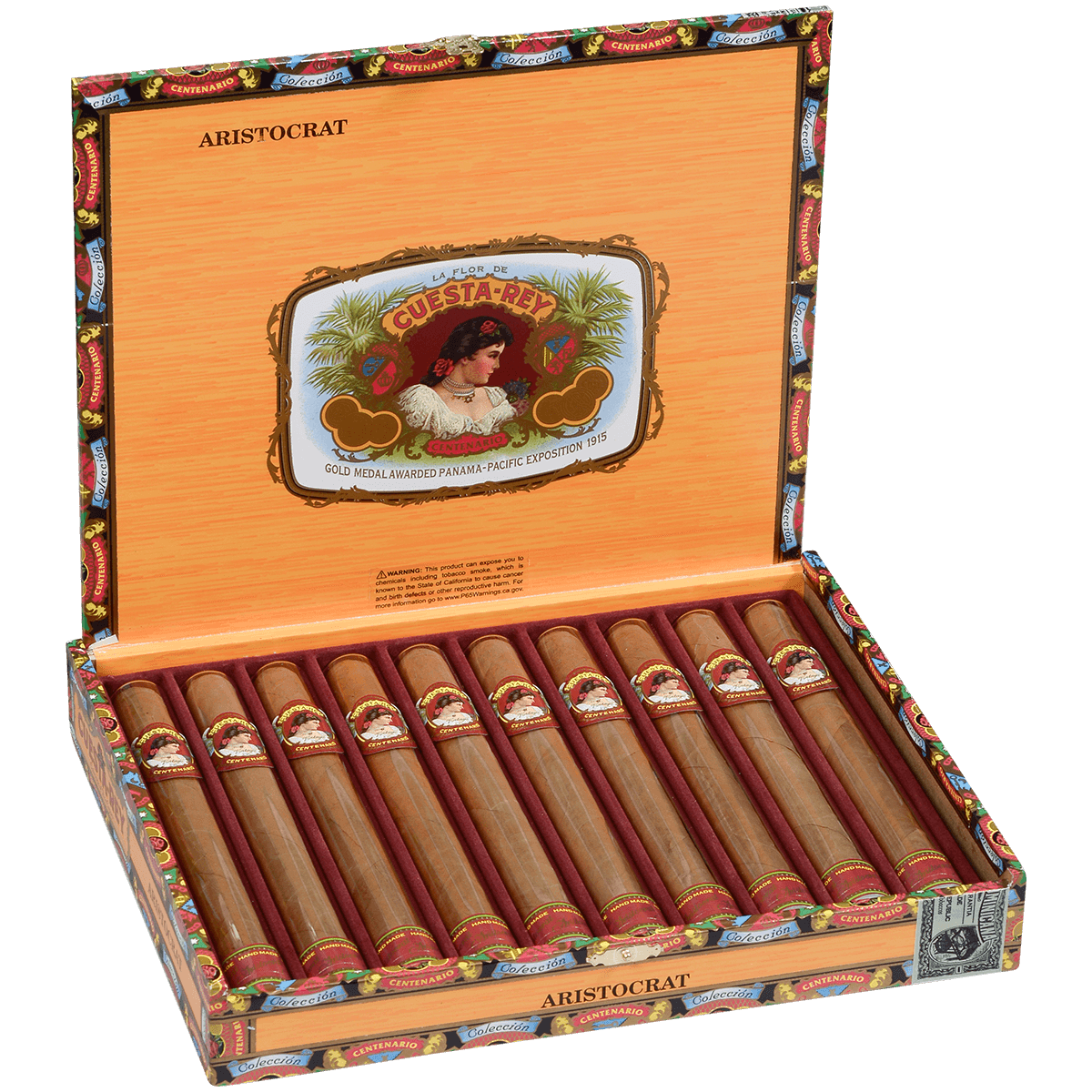 Cuesta-Rey Centenario Aristocrat Natural Glass Tubes 10 Ct. Box 7.25X48