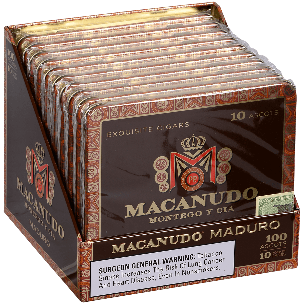 Macanudo Maduro Ascots 10/10 Tins 4.19X32