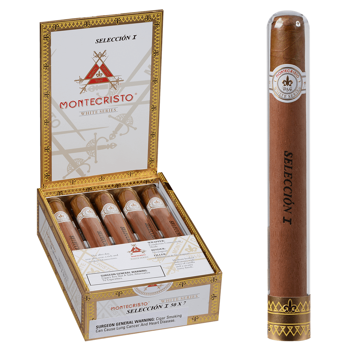 Montecristo Seleccion White I Tubes 10 Ct. Box 7.00X50