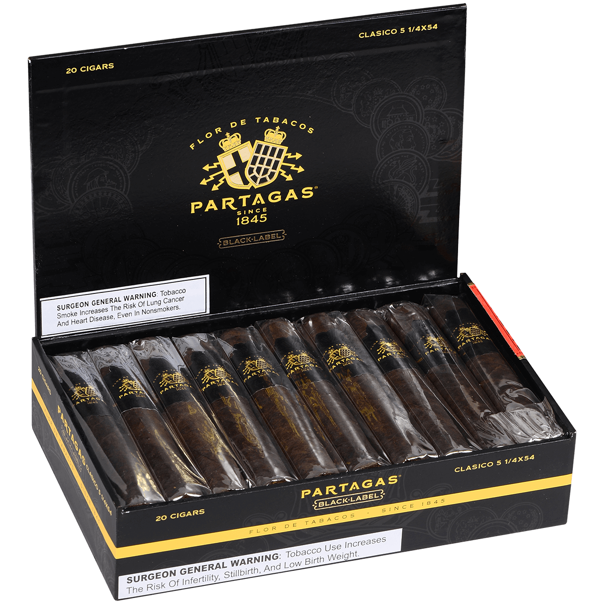 Partagas Black Label Clasico 20 Ct. Box 5.25X54