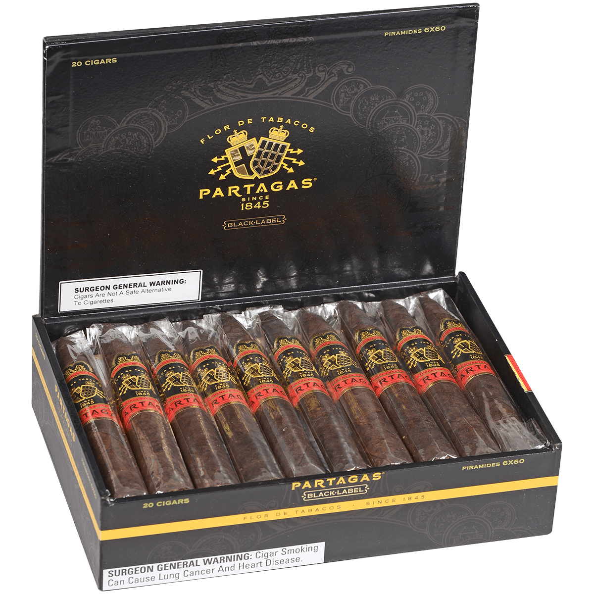 Partagas Black Label Piramide 20 Ct. Box 6.00X60