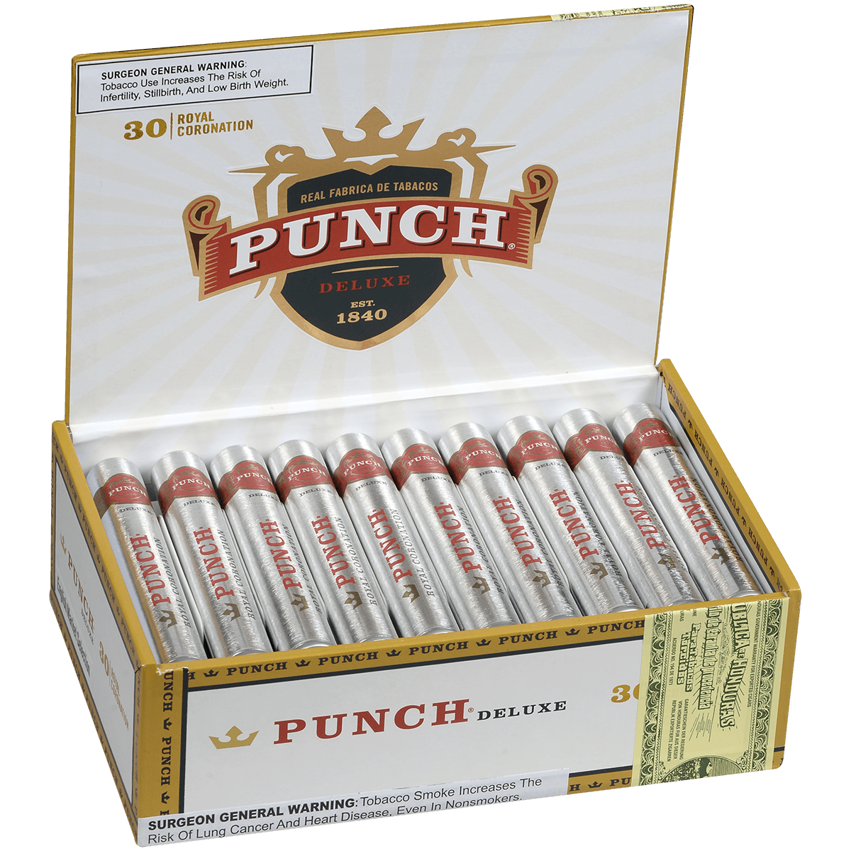 Punch Deluxe Royal Coronation Tubos Ems 30 Ct. Box 5.25X44