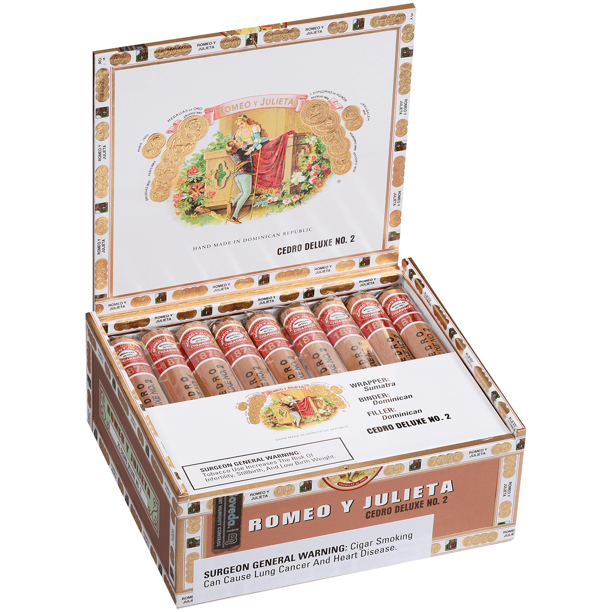 Romeo Y Julieta 1875 Cedro Deluxe #2 Ems 25 Ct. Box 5.50X44
