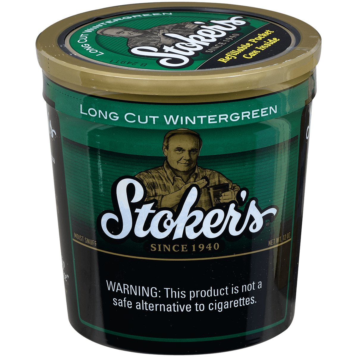 Moist Snuff Stoker'S Long Cut Wintergreen 12 Oz Tub