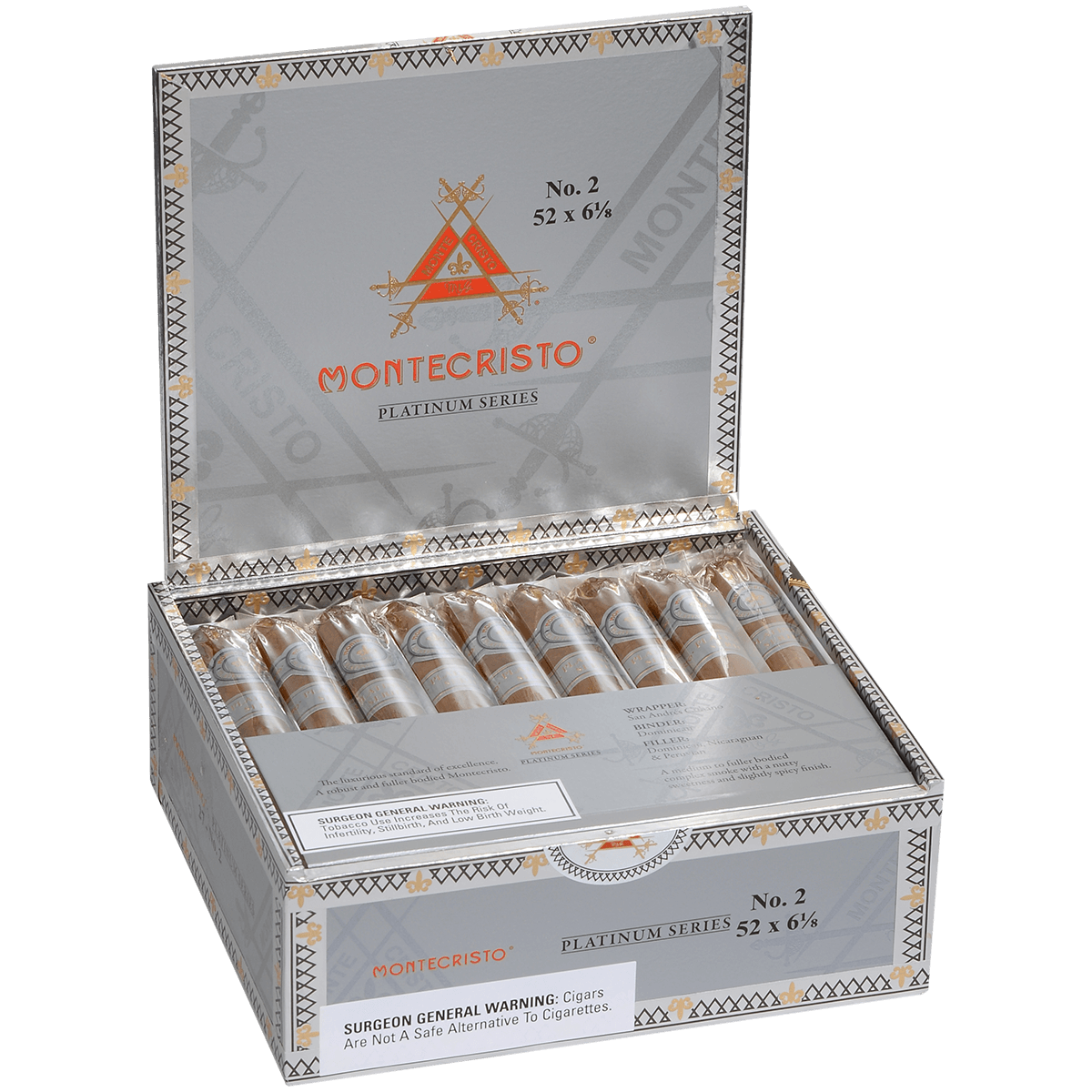 Montecristo Platinum No. 2 Belicoso 27 Ct. Box 6.12X52