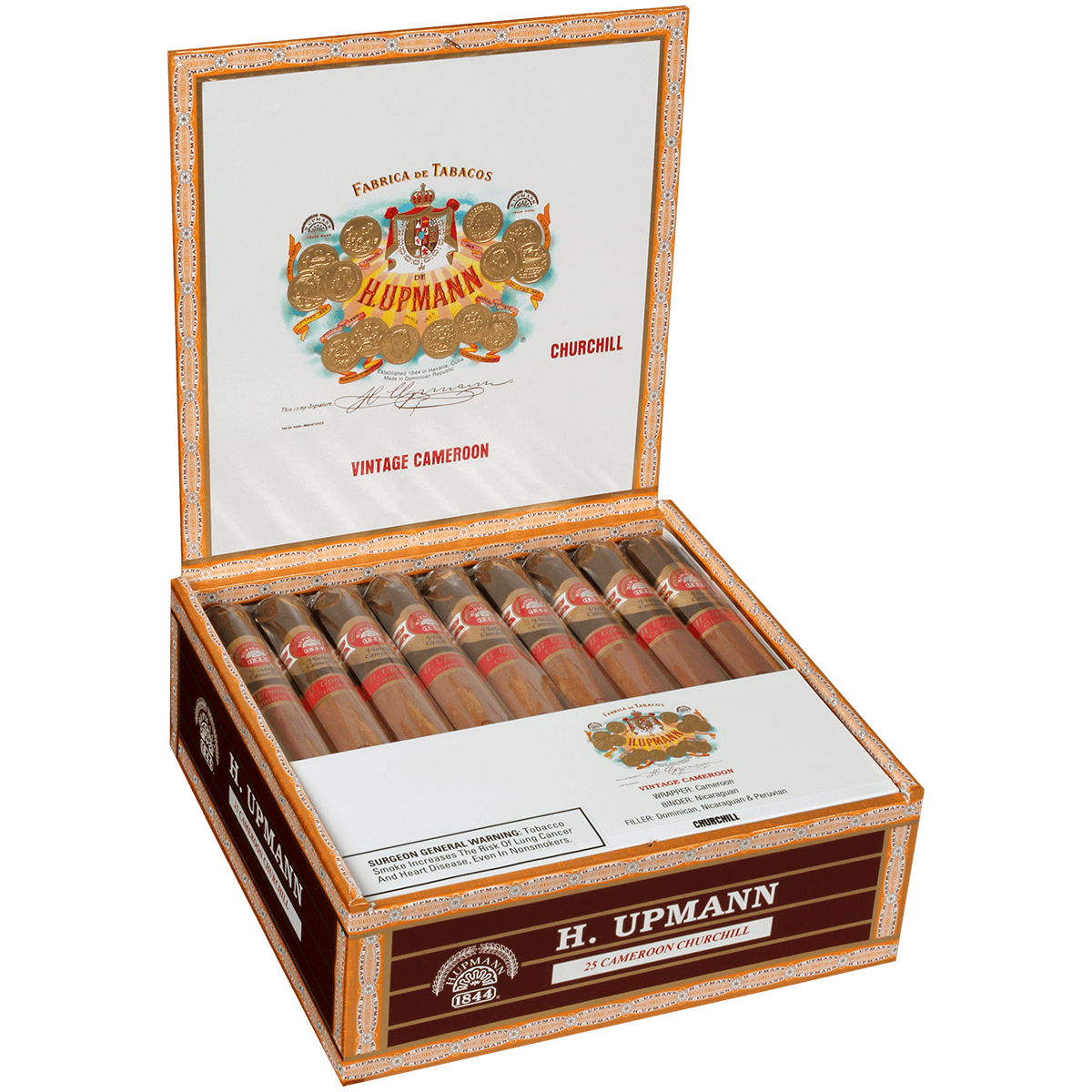 H. Upmann Vintage Cameroon Churchill 25 Ct. Box 7.00X50
