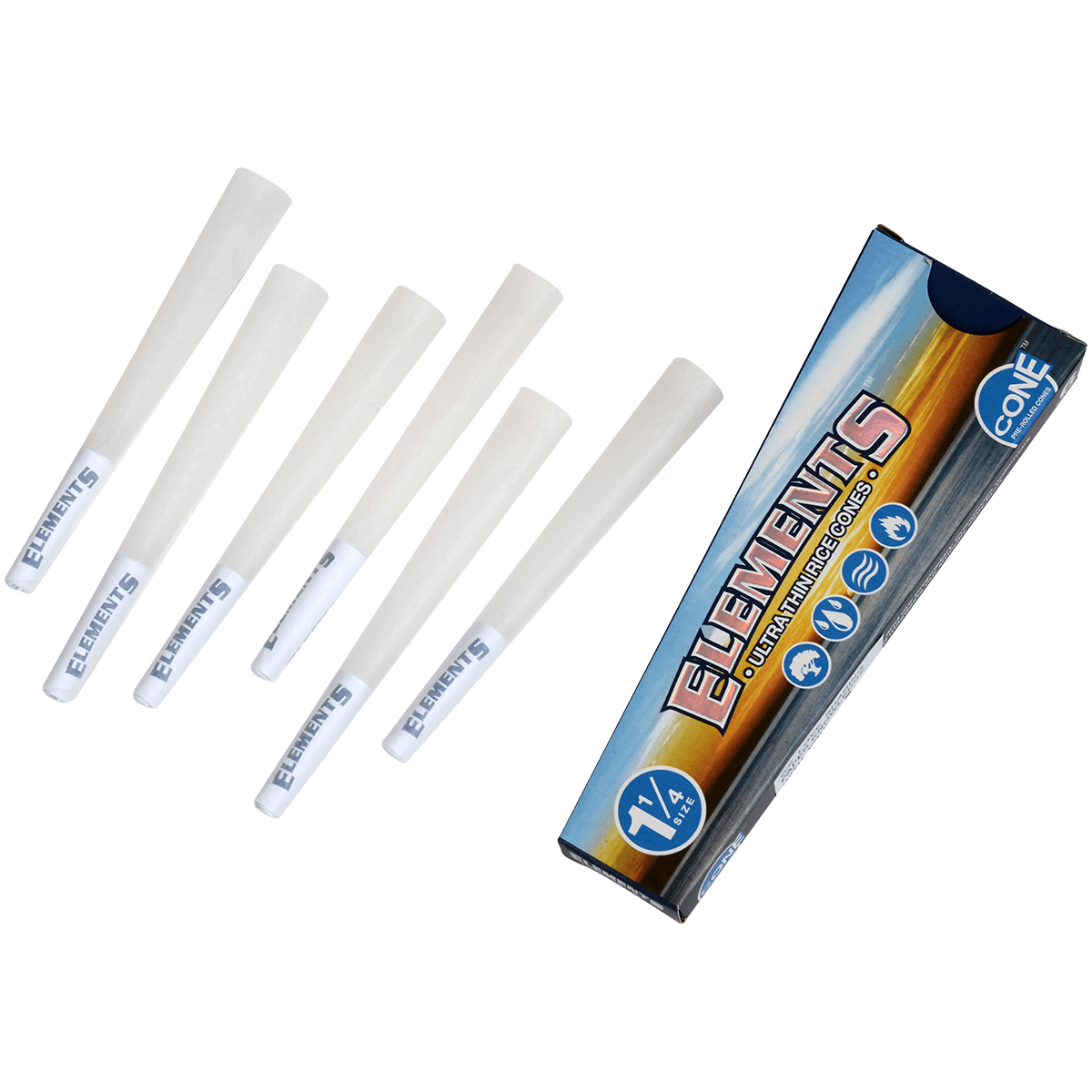 Papers Elements Ultra Thin Rice Cones 1 ¼ 30/6 Pack Display