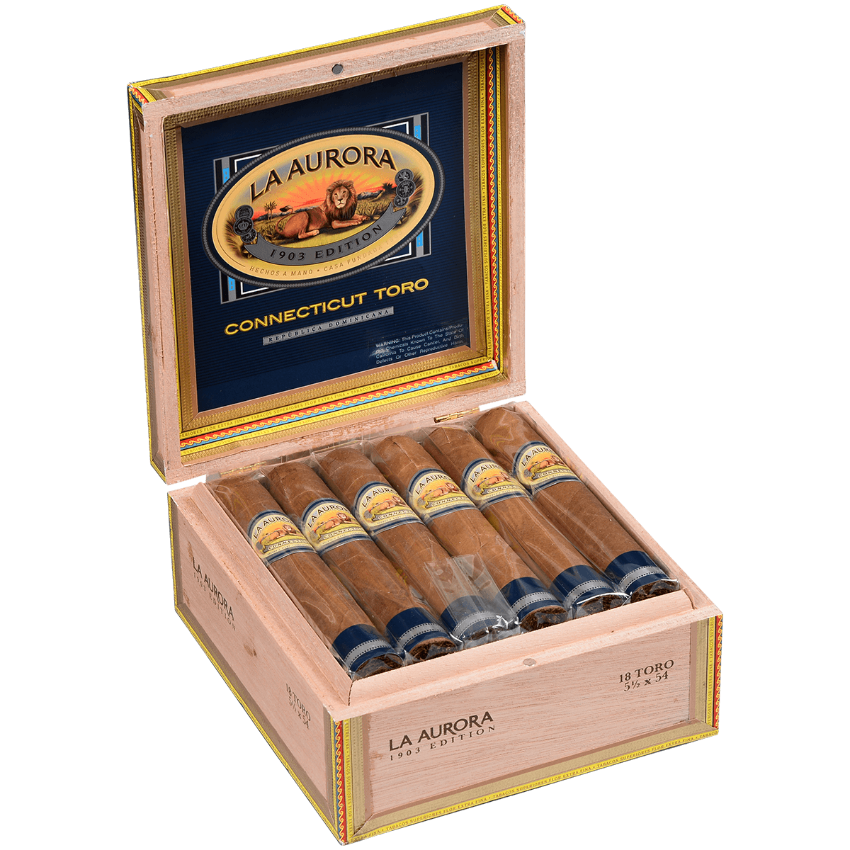 La Aurora Preferidos Sapphire Connecticut Toro 18 Ct. Box 5.50X54