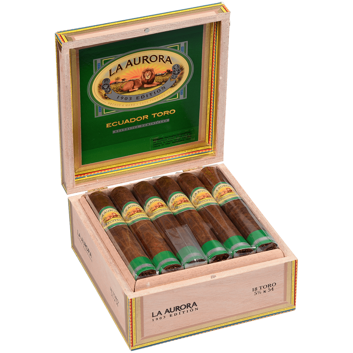 La Aurora Preferidos Emerald Sun Grown Ecuador Sumatra Toro 18 Ct. Box 5.50X54