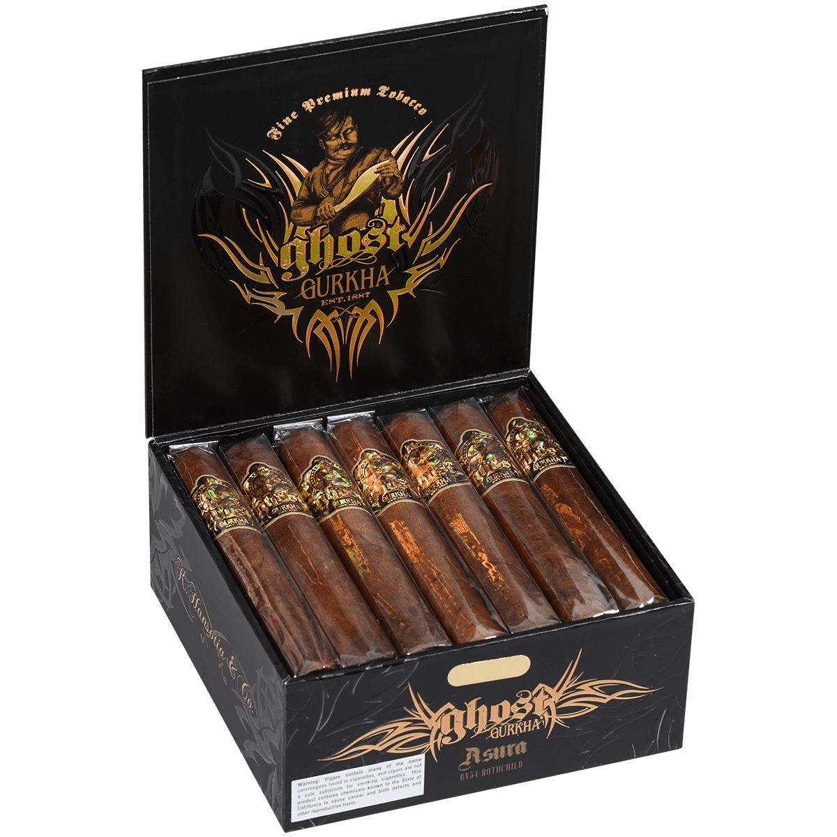 Gurkha Ghost Gold Asura 21 Ct. Box 6.00X54