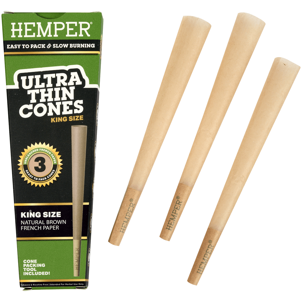 **PAPERS HEMPER KING SIZE ULTRA THIN UNBLEACHED BROWN PAPER 24/3 CT. DISPLAY