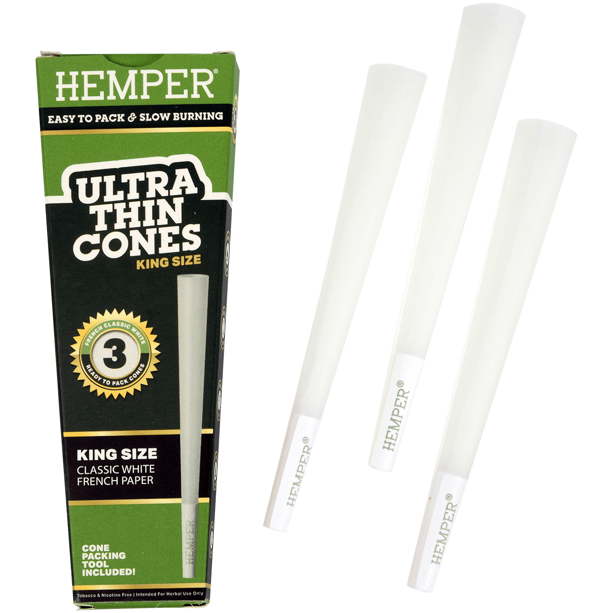 **PAPERS HEMPER KING SIZE ULTRA THIN WHITE PAPER 24/3 CT. DISPLAY