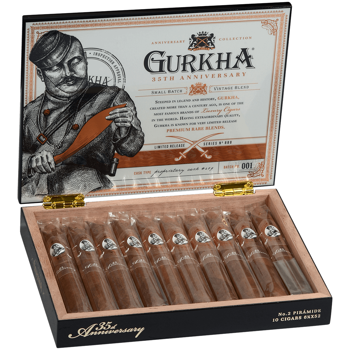Gurkha 35Th Anniversary Piramide 10Ct Box 6.12X52