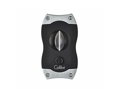 Cigar V-Cutter Colibri Black & Brushed Chrome Ss Blade 60 Ring Gauge 7Mm Deep