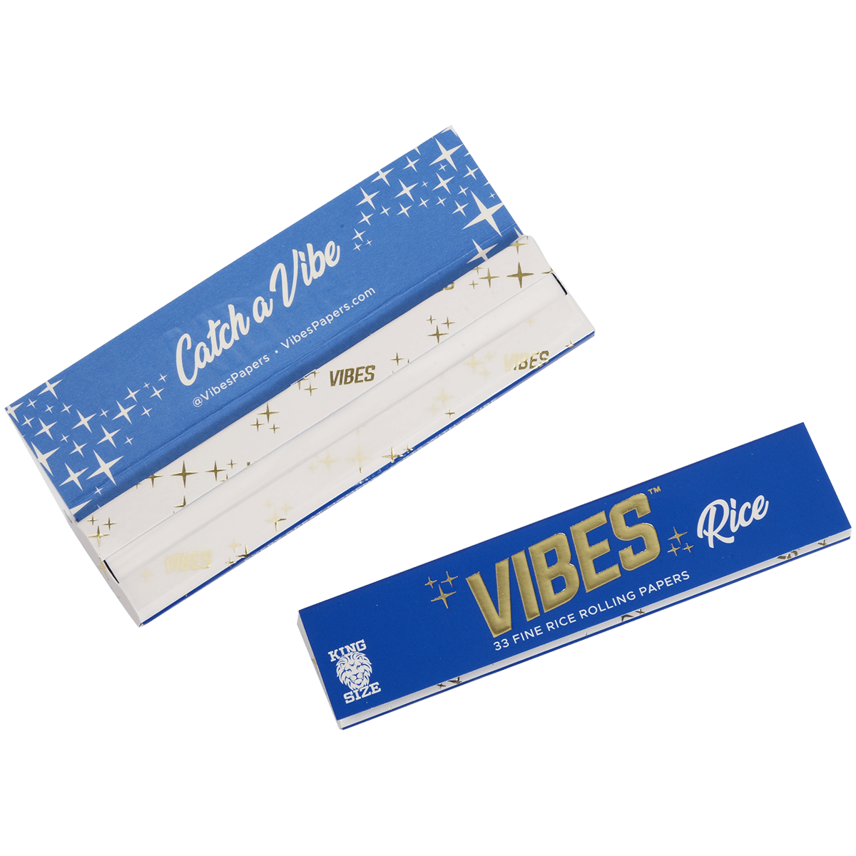 **VIBES -PAPERS -KING SIZE SLIM - RICE (BLU) 50 BOOKLETS PER BOX 33 PAPERS PER BOOKLET