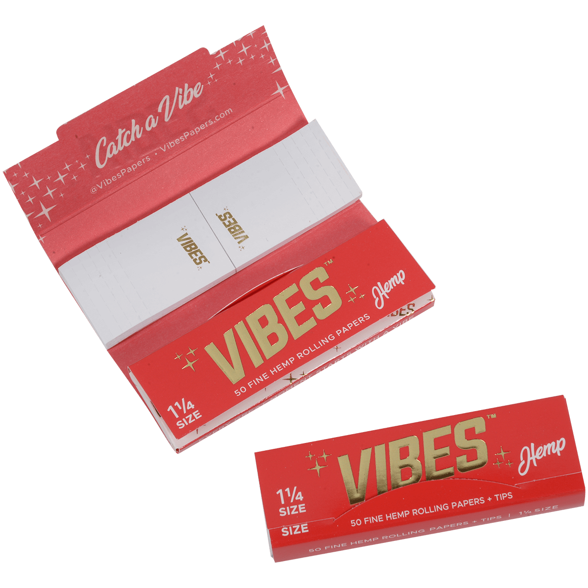 **VIBES PAPERS WITH FILTERS 1 1/4 HEMP (RED) 24 BOOKLETS PER BOX