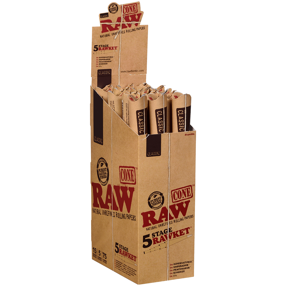 Papers Raw Pre-Rolled Classic Cone 15/5 Stage Ct. Packs