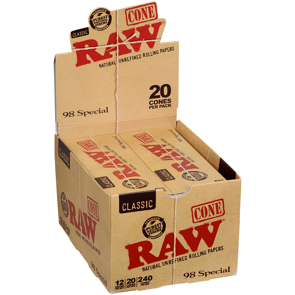 Papers Raw Classic Pre-Rolled Cones 98Mm Special 12 Packs Display