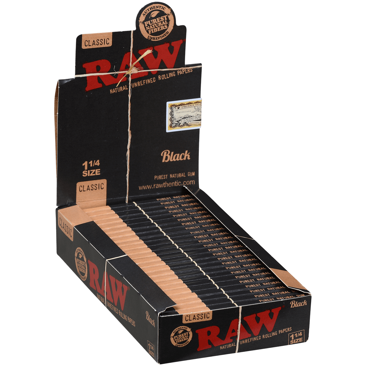 Papers Raw Classic Black 1 1/4" 24/50 Ct. Box