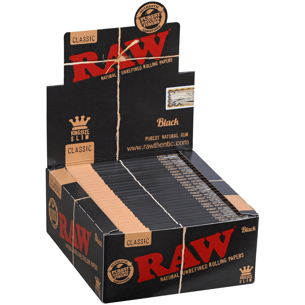 Papers Raw Classic Black King Slim 110 Mm 50/32 Ct.Box