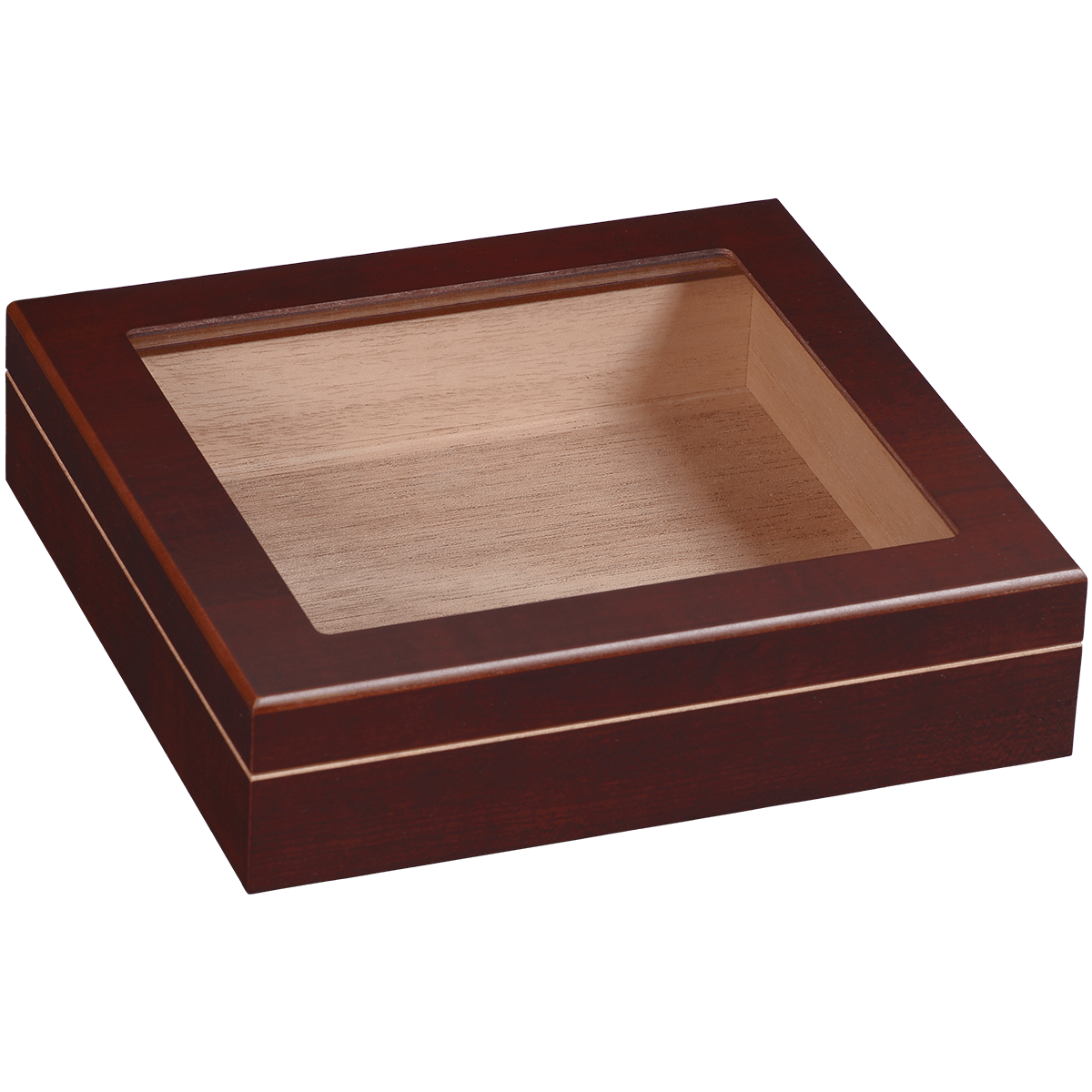 HUMIDOR DESKTOP CHATEAU CHERRY GLASS TOP 20 CT. 9"X8.5"X2.25"