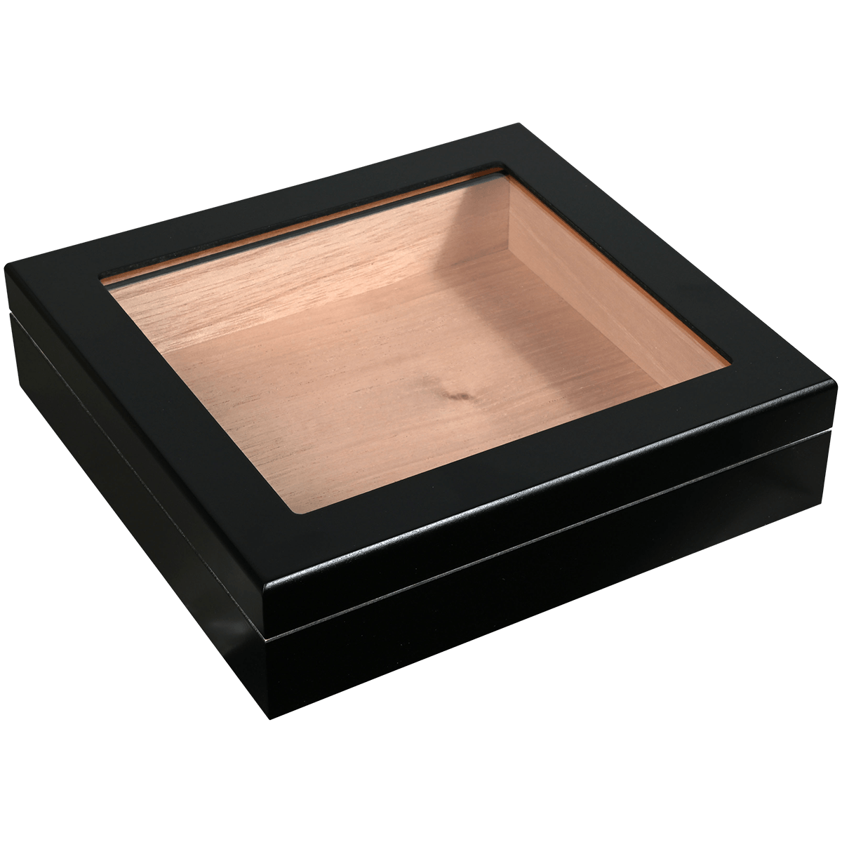 HUMIDOR DESKTOP CHATEAU BLACK GLASS TOP 20 CT. 9"X8.5"X2.25"