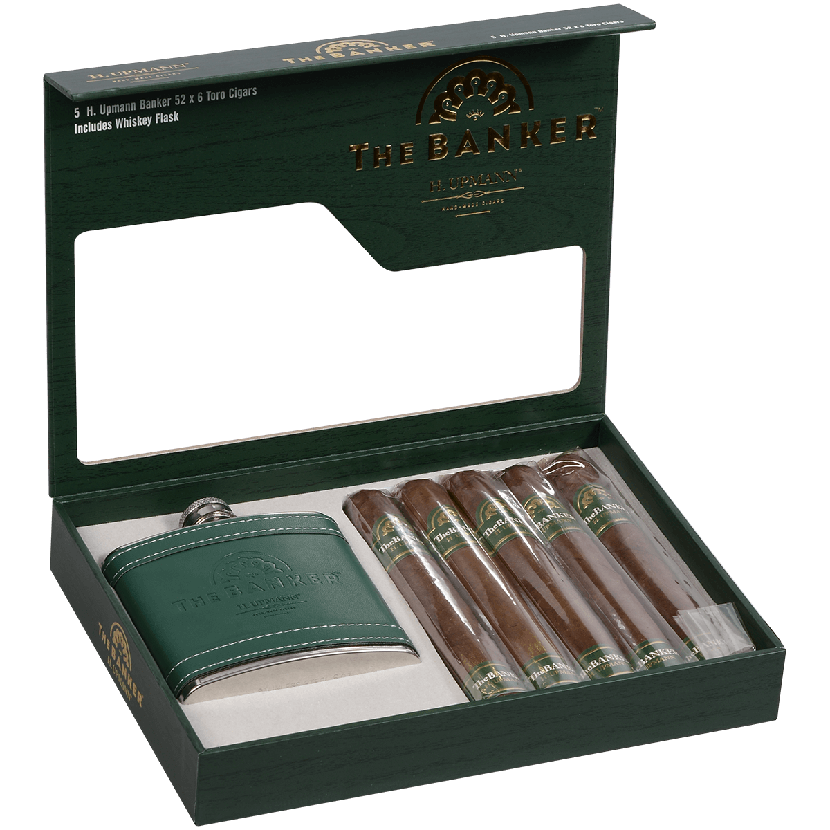 H. Upmann The Banker Gift Set With Flask 5 Ct Box 6.00X52