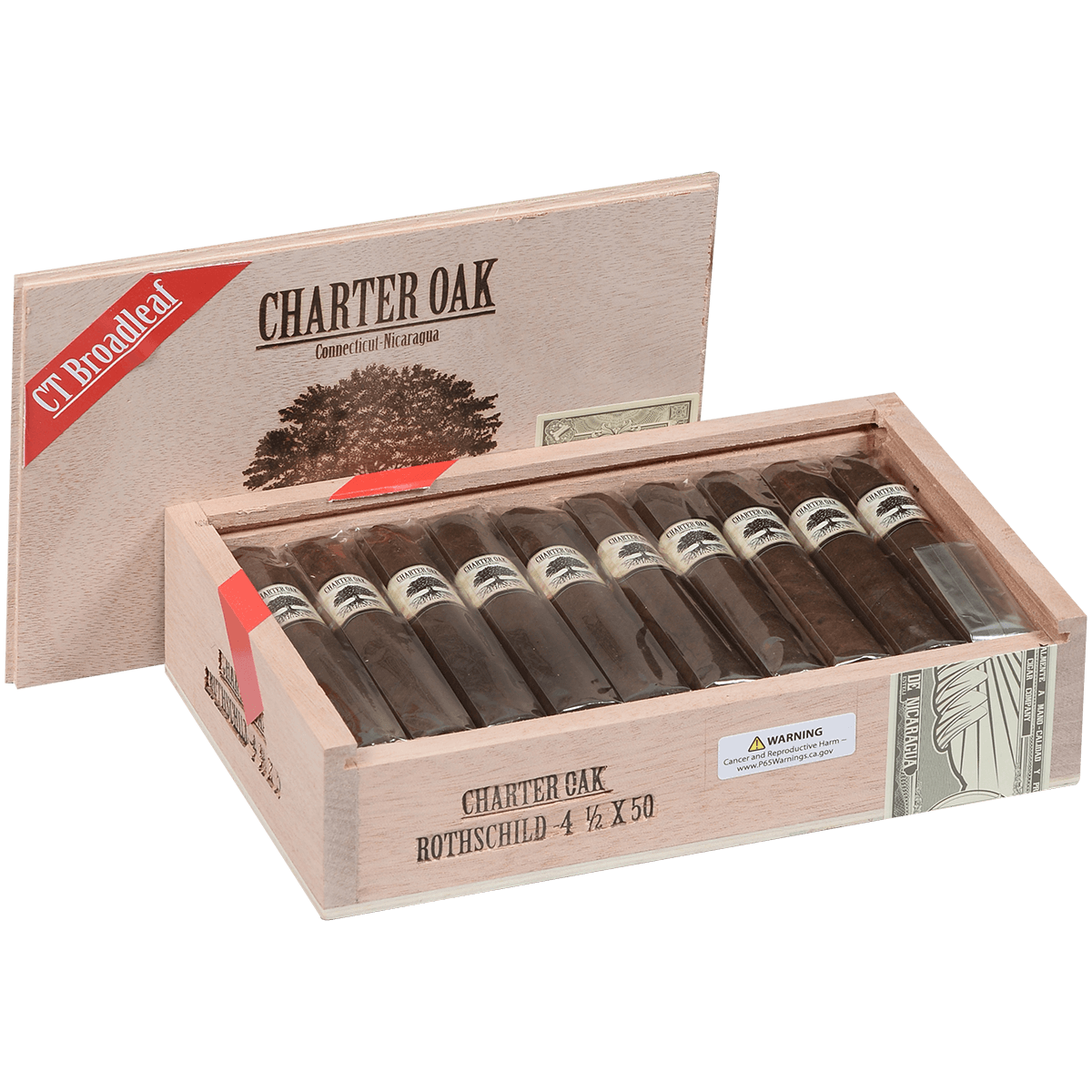 Foundation Charter Oak Connecticut Bl Maduro Rothschild 20 Ct Box 4.50X50