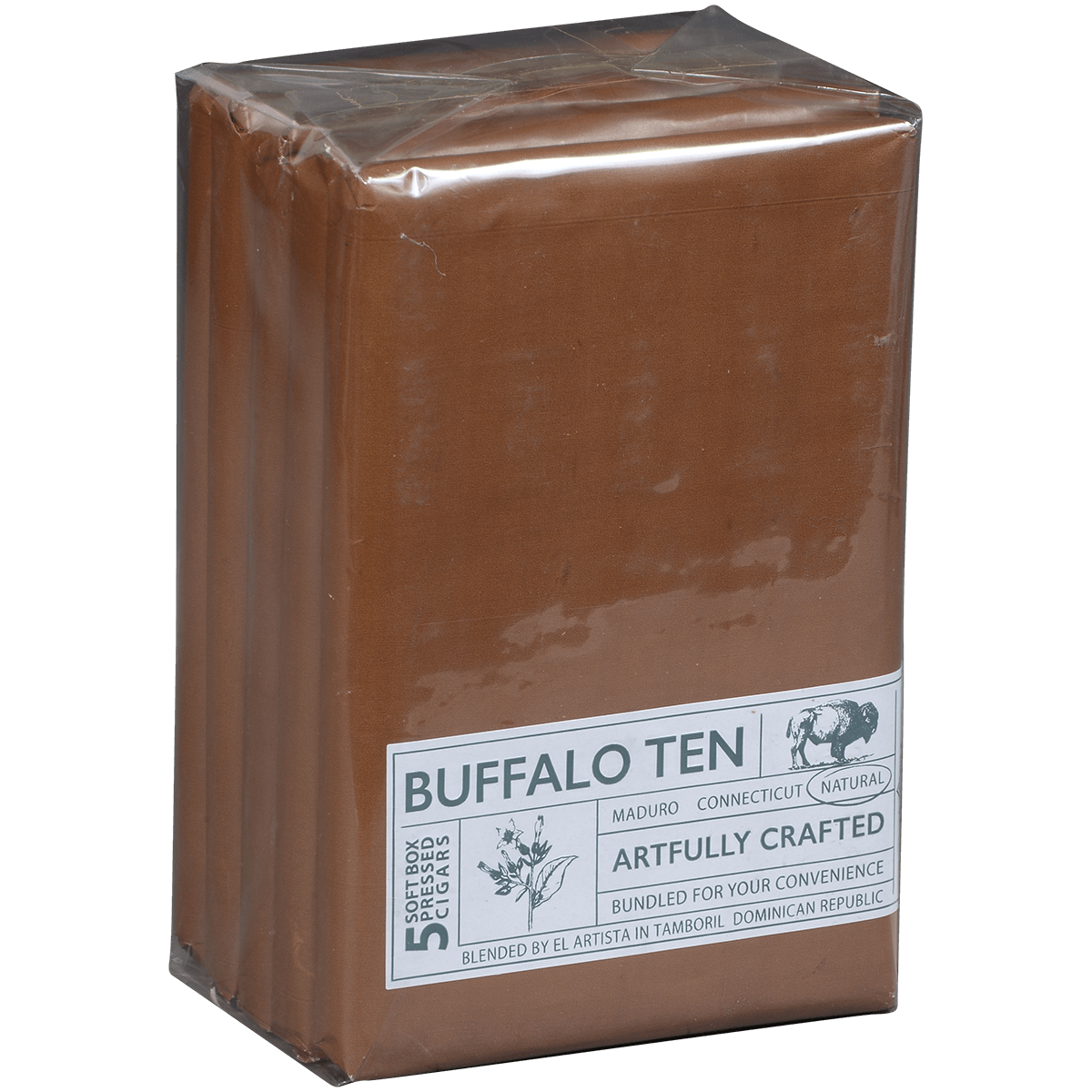 Buffalo Ten By Artista Cigars Toro Natural Display Refill Packs 5/5 Ct. 6.00X60