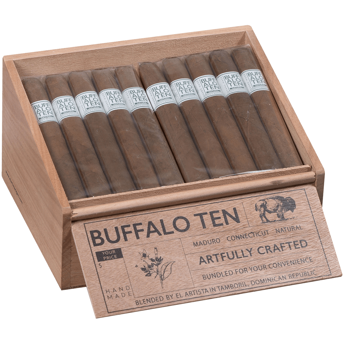 Buffalo Ten By Artista Cigars Toro Natural 40 Ct. Tray 6.00X60