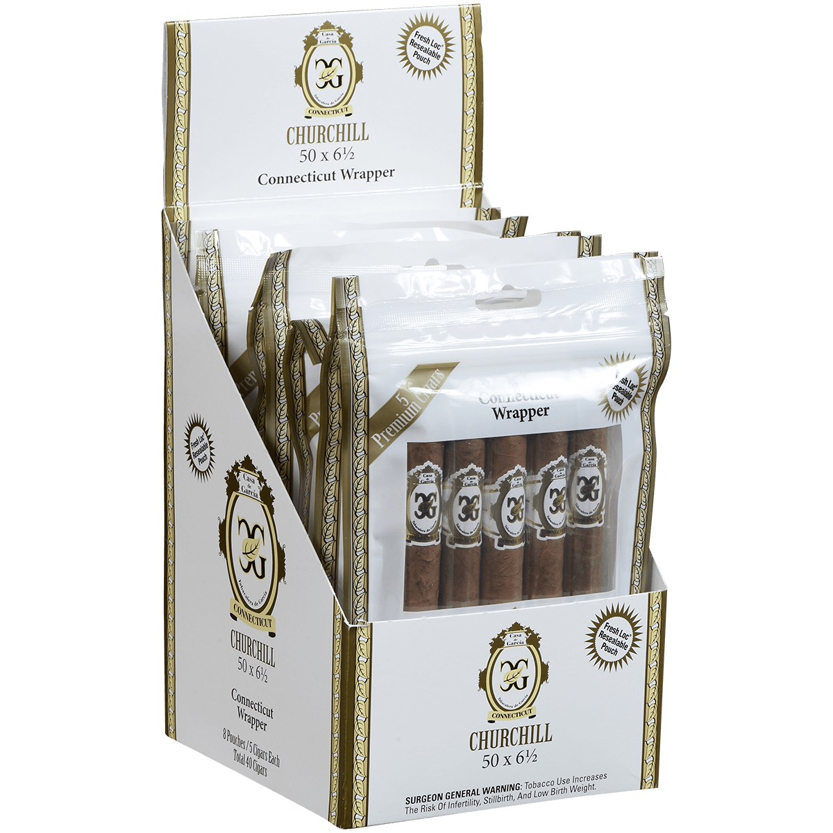 Casa De Garcia Connecticut Churchill 8/5 Freshloc Packs 6.50X50