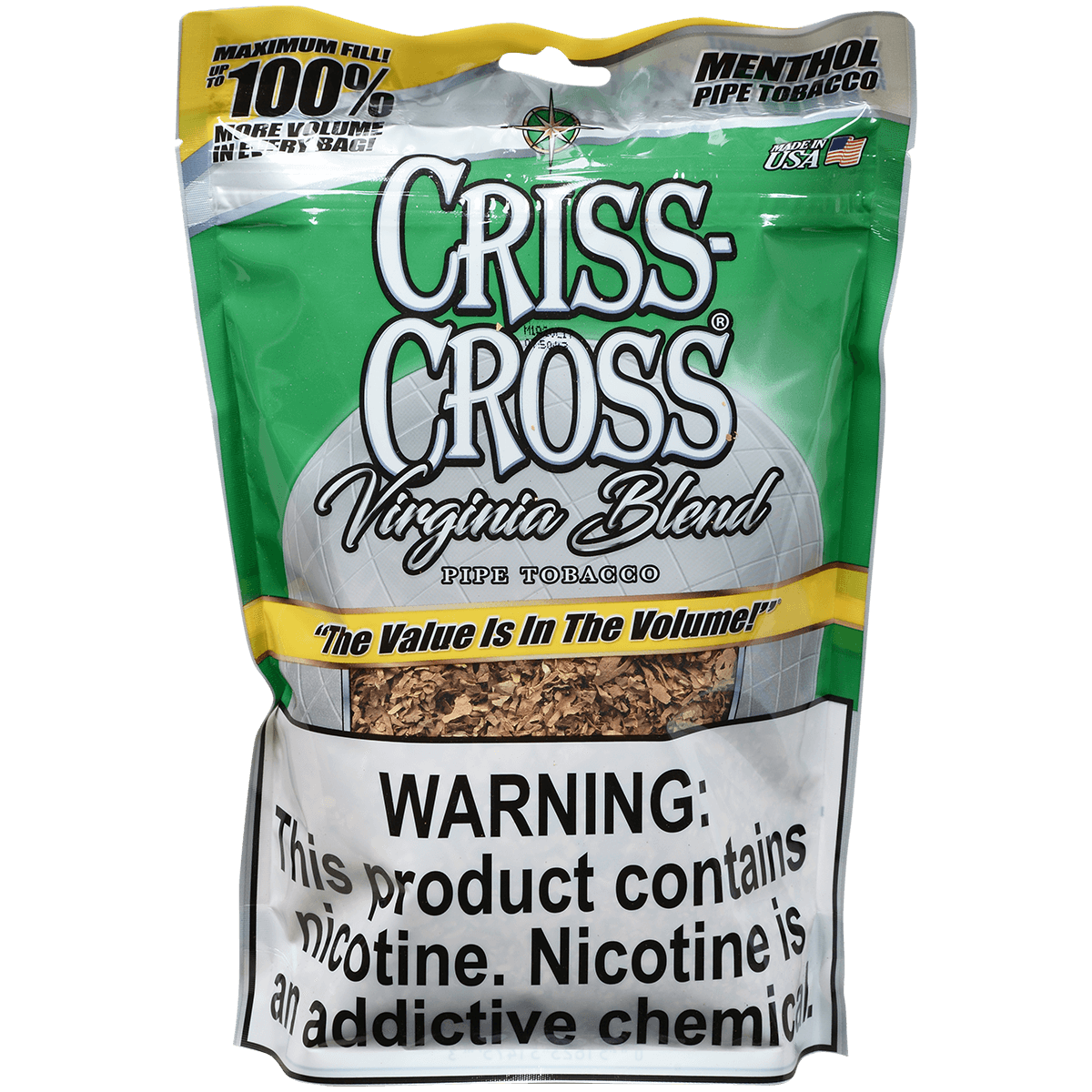 Criss Cross Virginia Blend Pipe Tobacco Menthol 3 Oz. Bag