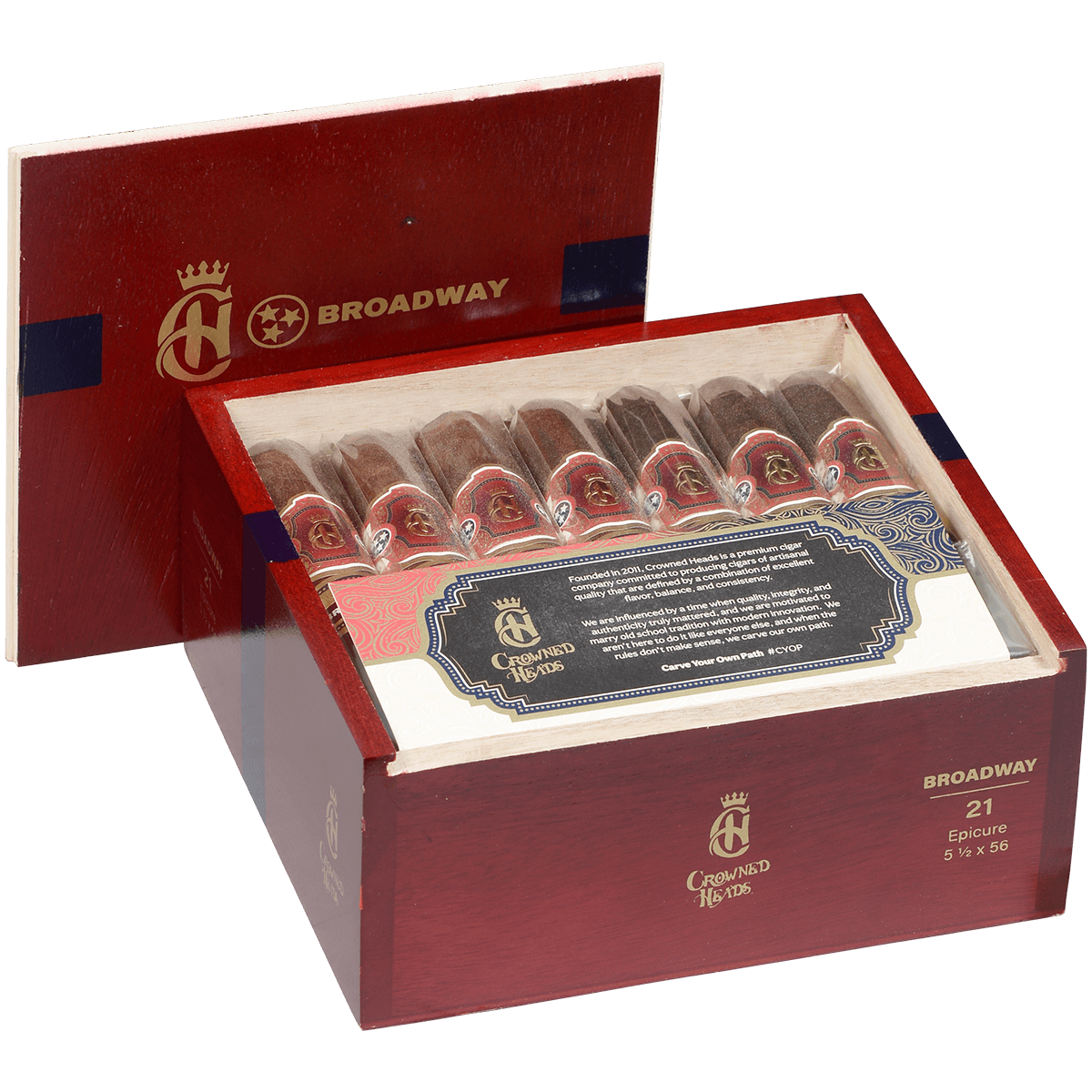 Crowned Heads Broadway Epicure 21 Ct. Box 5.50X56