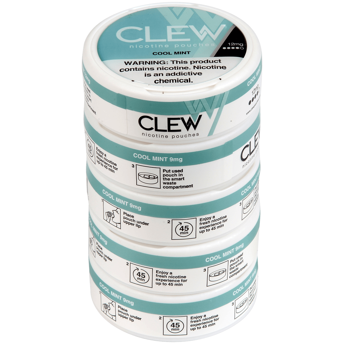 Clew Nicotine Pouches Cool Mint 12 Mg 1/5 Tins