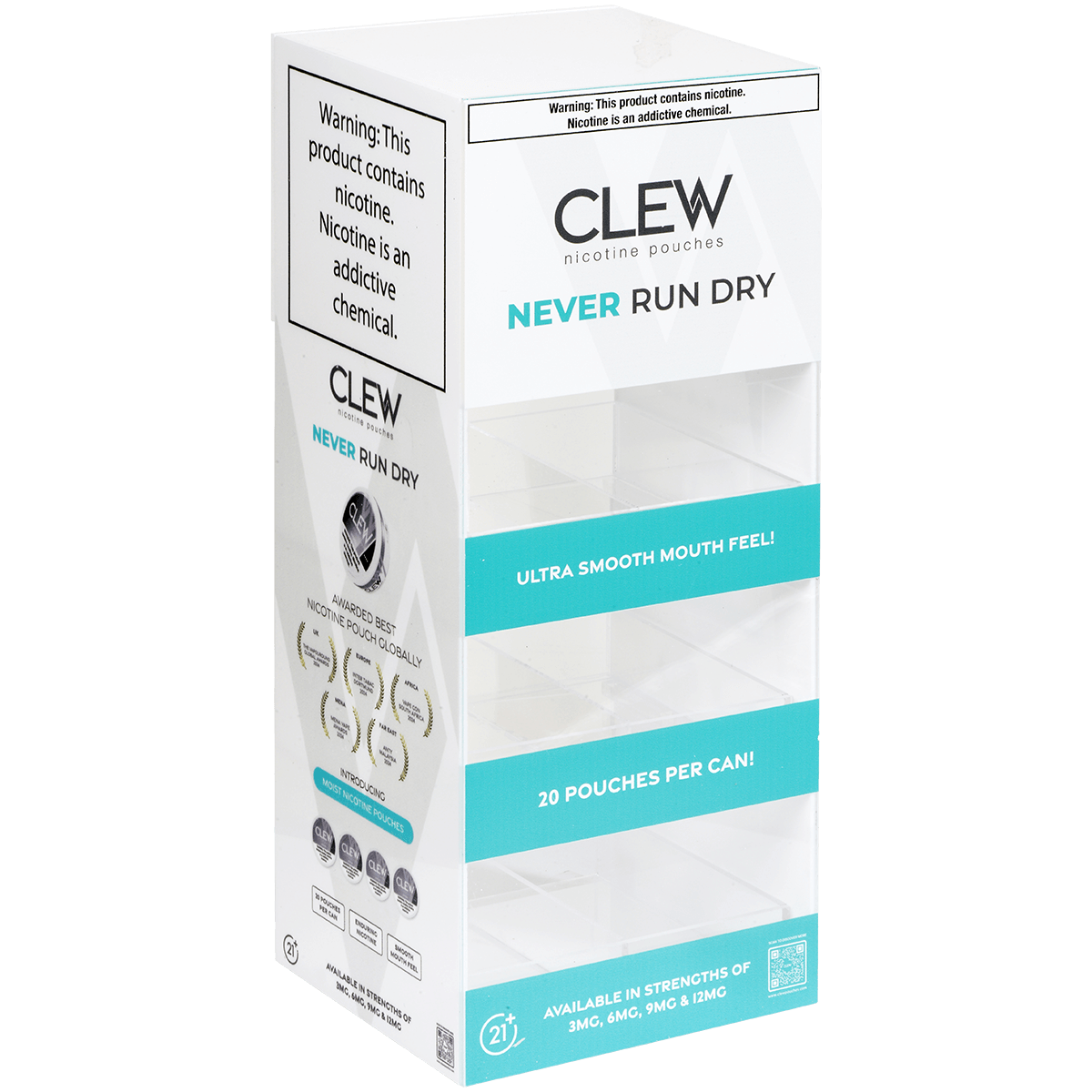Clew Nicotine Pouches Empty Light Up Display