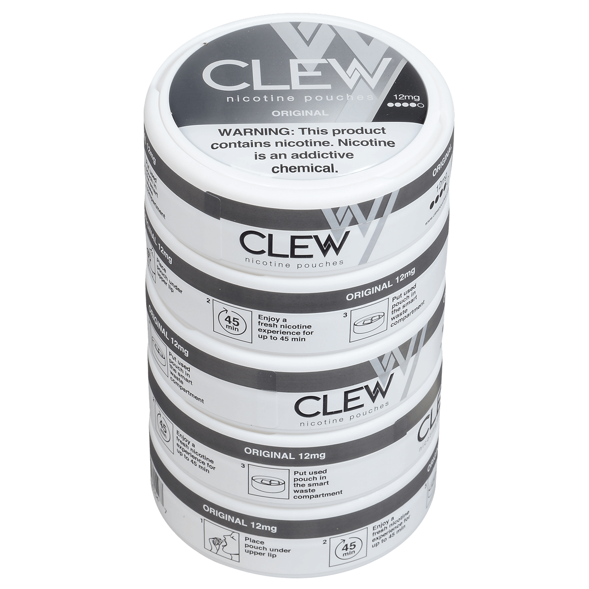 Clew Nicotine Pouches Original 12 Mg 1/5 Tins