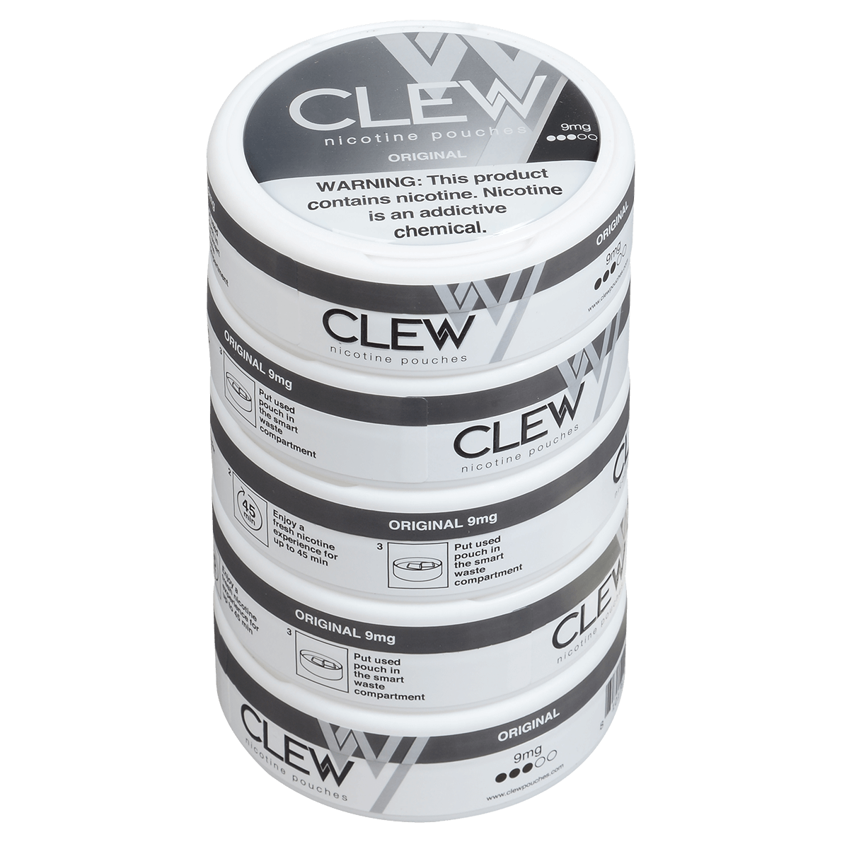 Clew Nicotine Pouches Original 9 Mg 1/5 Tins