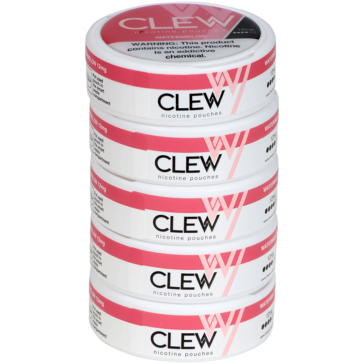 Clew Nicotine Pouches Watermelon 12 Mg 1/5 Tins