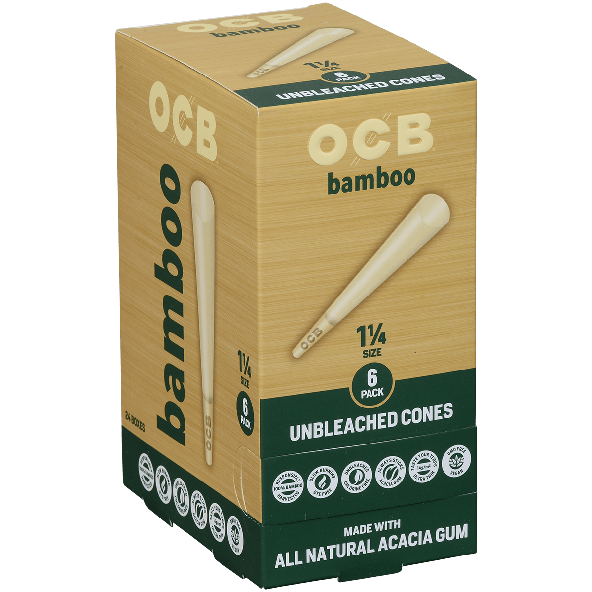 Ocb Bamboo Cones 1 1/4 24/6 Ct.