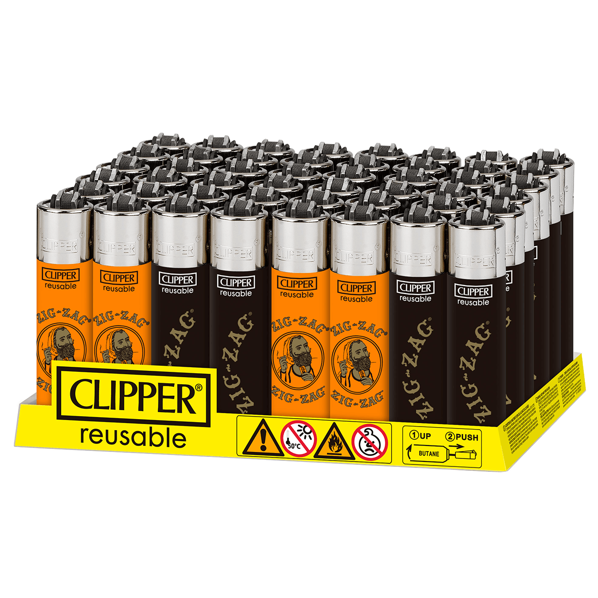 Clipper 11 Lighters Zig Zag Collection 48Ct Tray