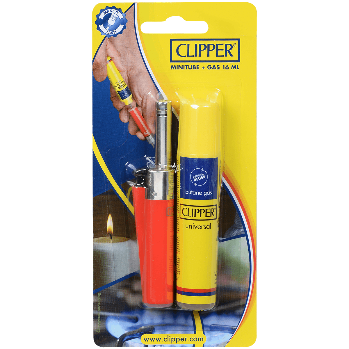 Clipper Minitube Lighter + 16Ml Butane Refill Blister Pack 1 24Ct