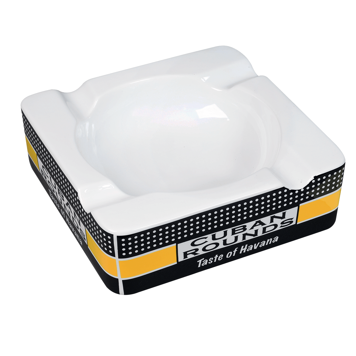 MKTG CUBAN ROUNDS ASHTRAY CERAMIC WHITE COLOR