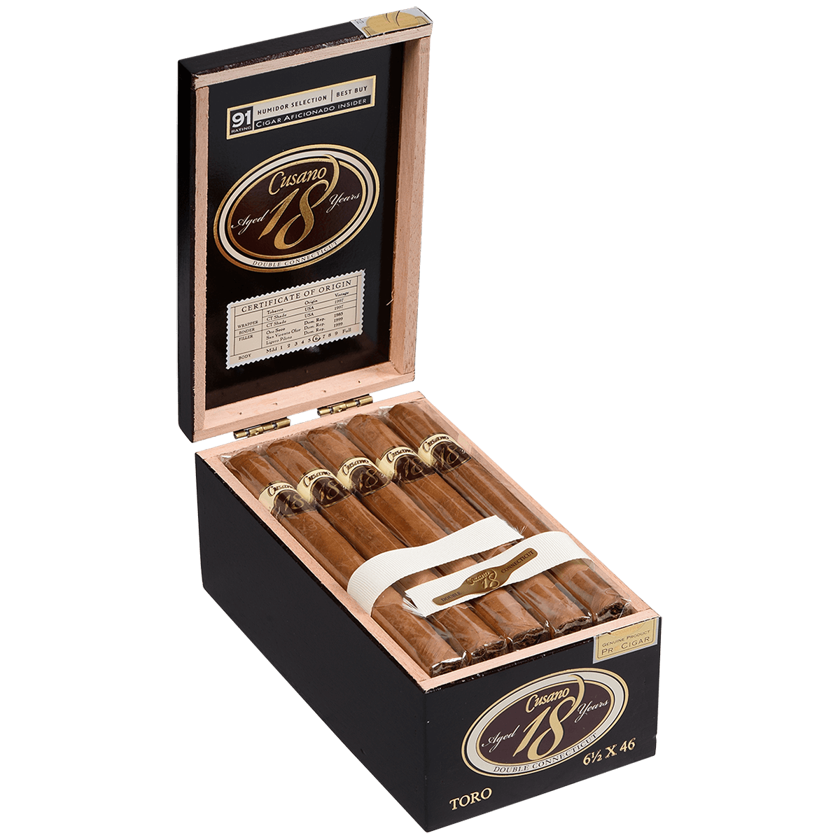 Cusano 18 Double Connecticut Toro 18 Ct. Box 6.50X46