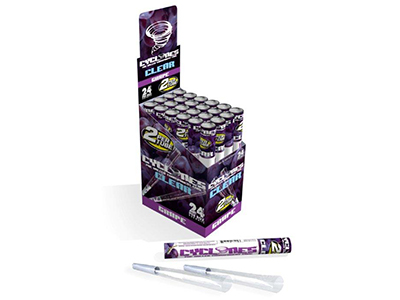 Papers Cyclones 2X Pre-Rolled Clear Cone Grape 24 Ct. Tube Upright Display