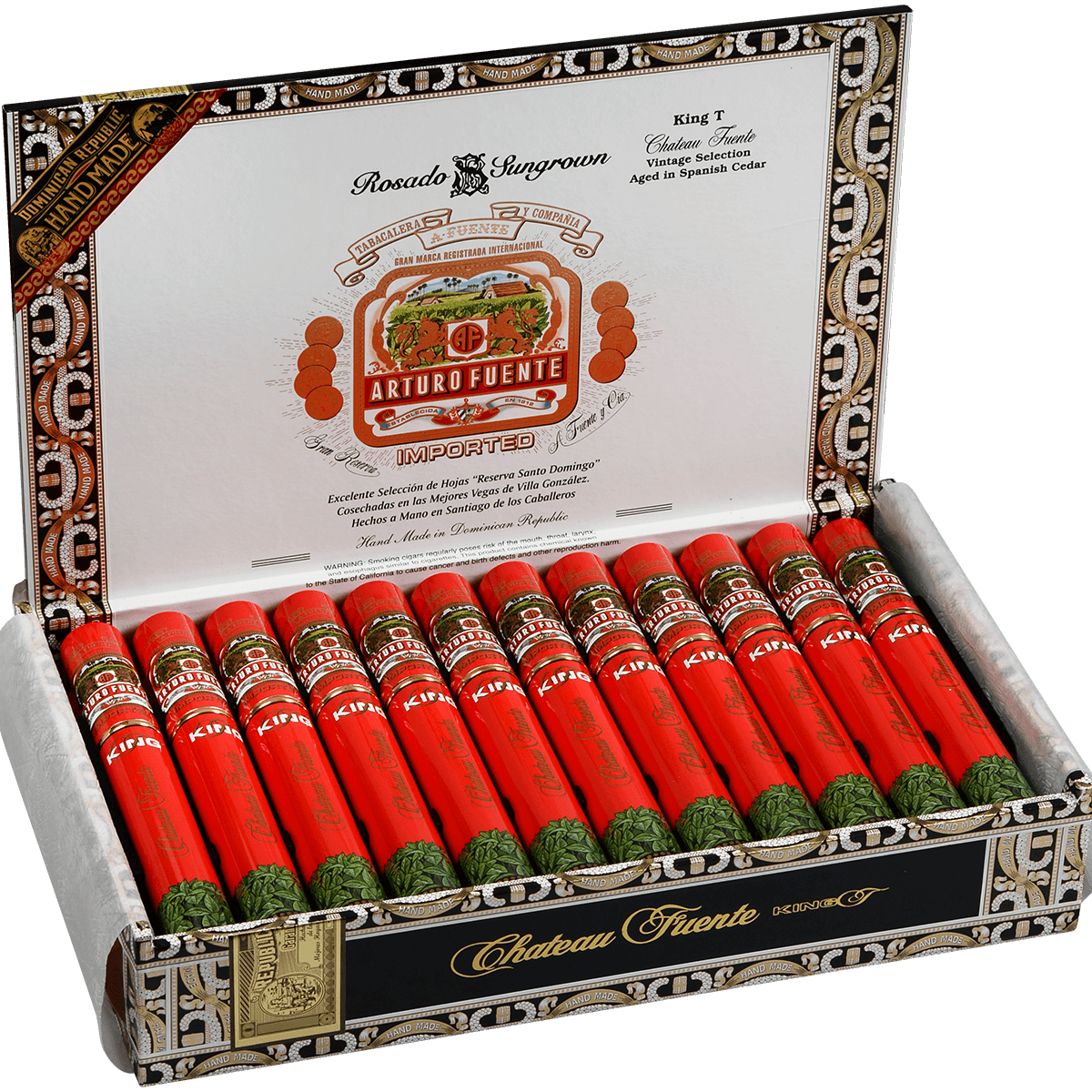 Arturo Fuente Chateau King T Rosado Sun Grown Aluminum Tubes 24 Ct. 7.00X49