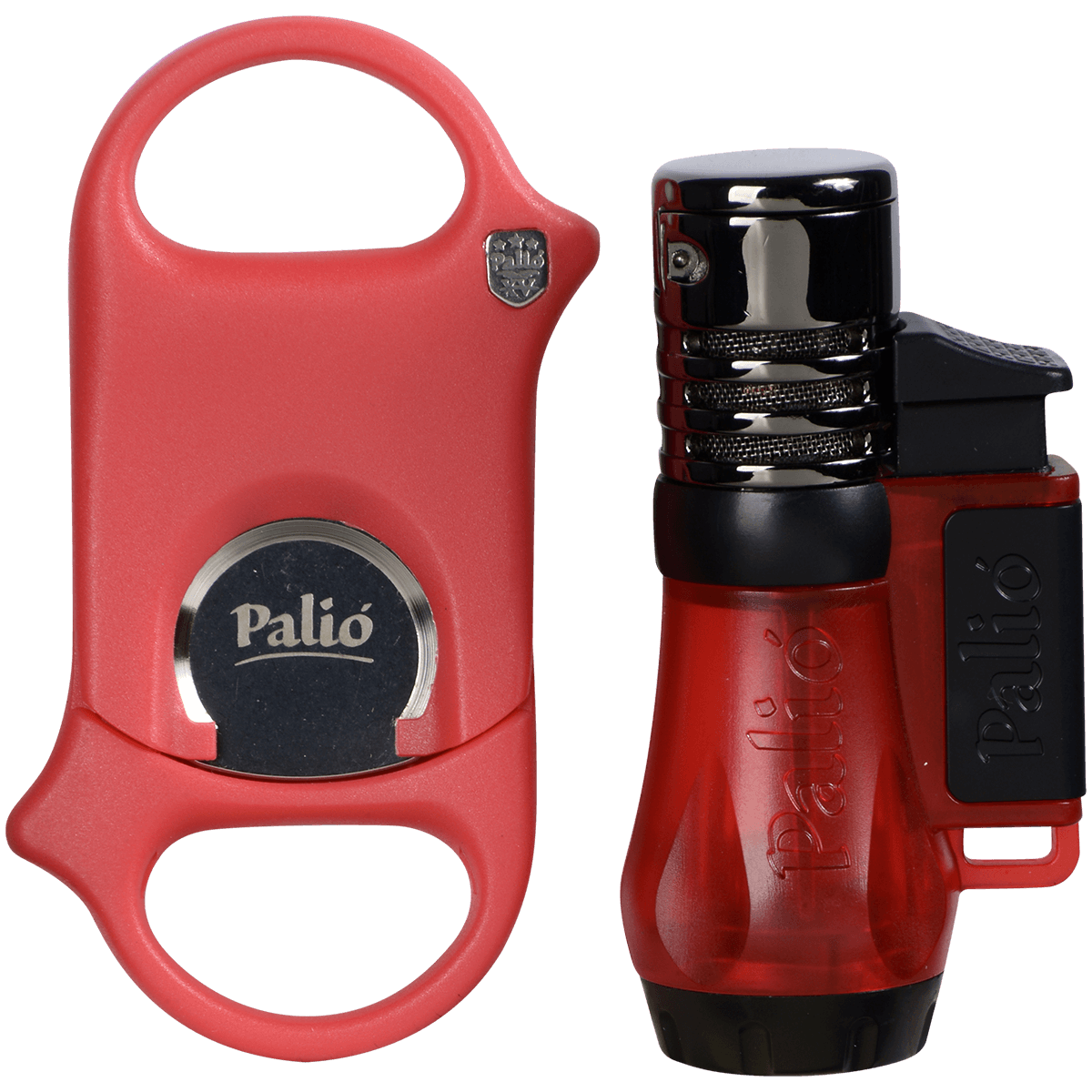 5Ct Cigar Caddy Gift Set Red W Palio Lighter And Palio Cutter