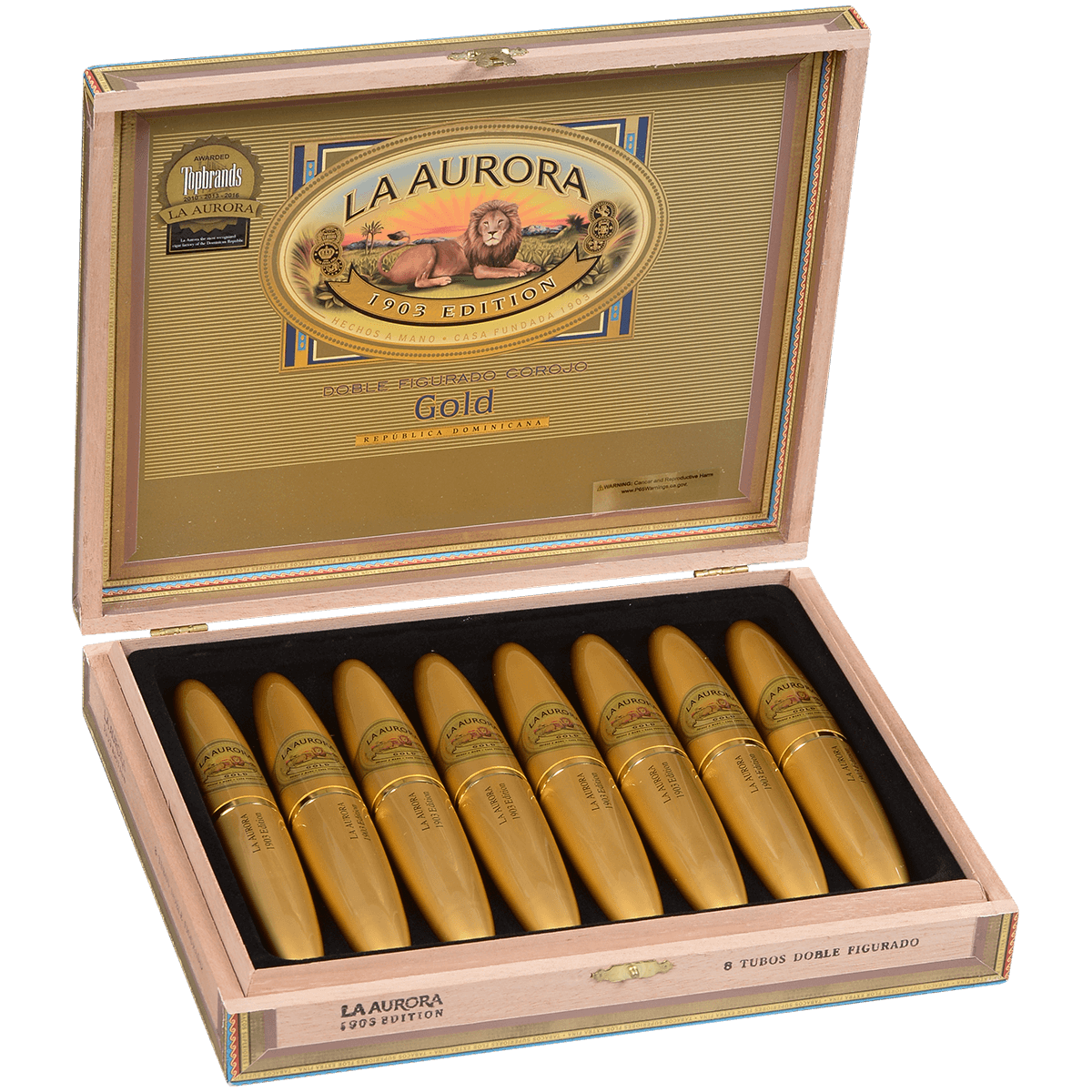 La Aurora Preferidos Gold Tube 8Ct Box 5X54
