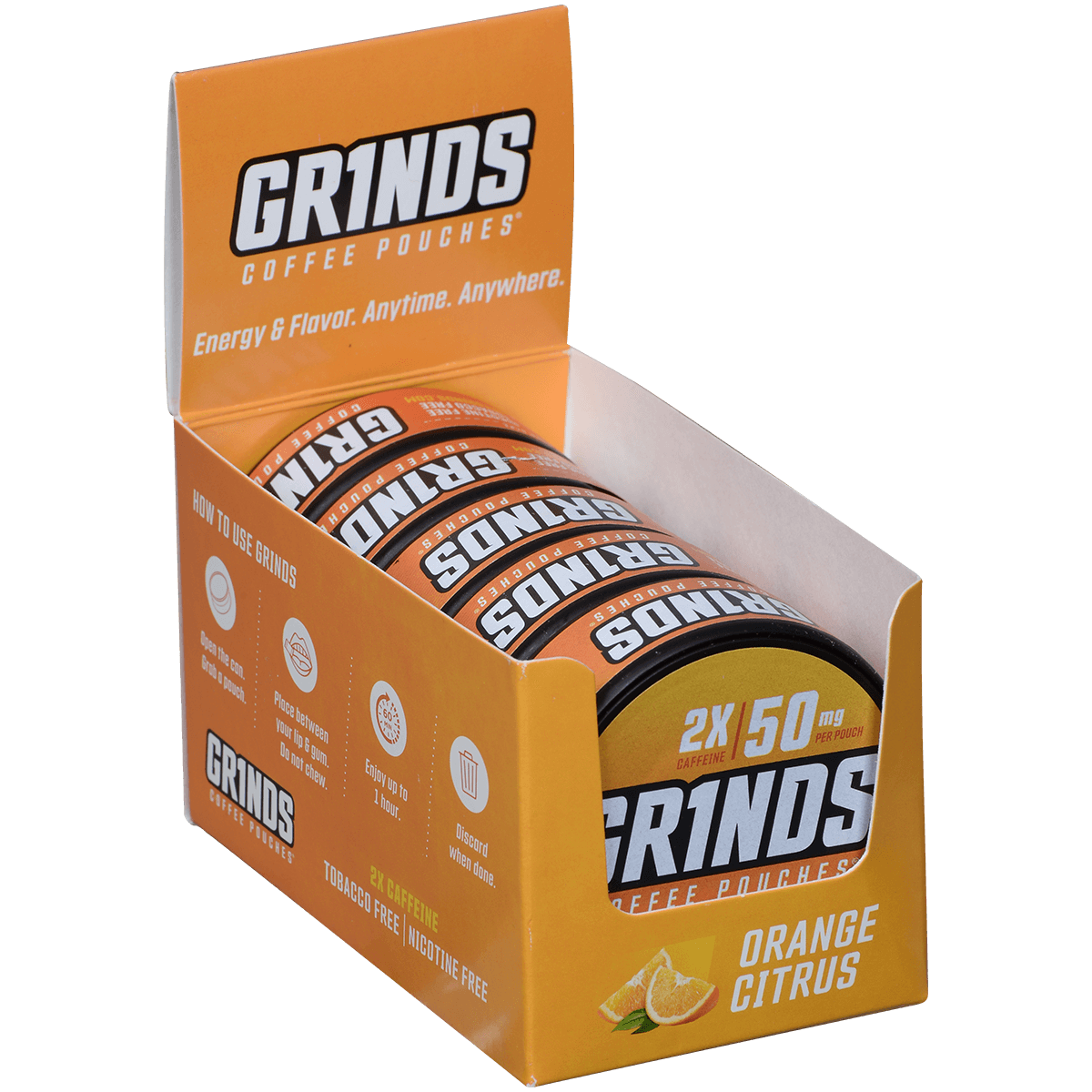 Grinds Coffee Pouches 2X Orange Citrus 5 Ct. Pack